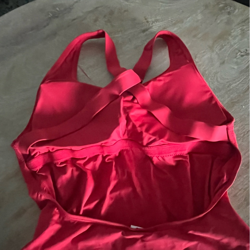 Andie Red One-Piece Swimsuit with Scoop Neckline - Picture 4 of 7